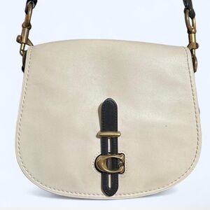 Coach Cream and Black Leather Crossbody Bag